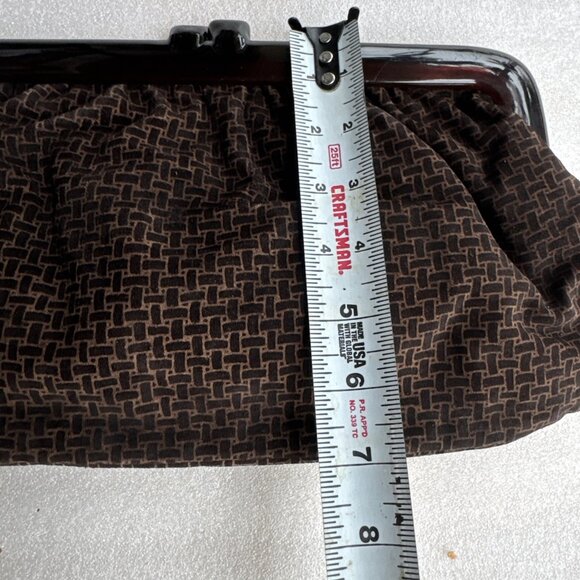 Vintage Italian Lucite Snap Clutch Purse With Brown/Black Geometric Pattern - Picture 9 of 10